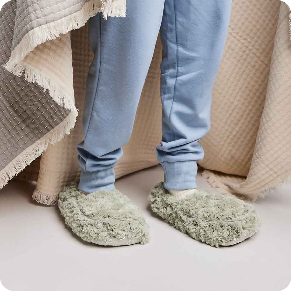 Curly Sage Green Slippers Warmies® - Bright Scent